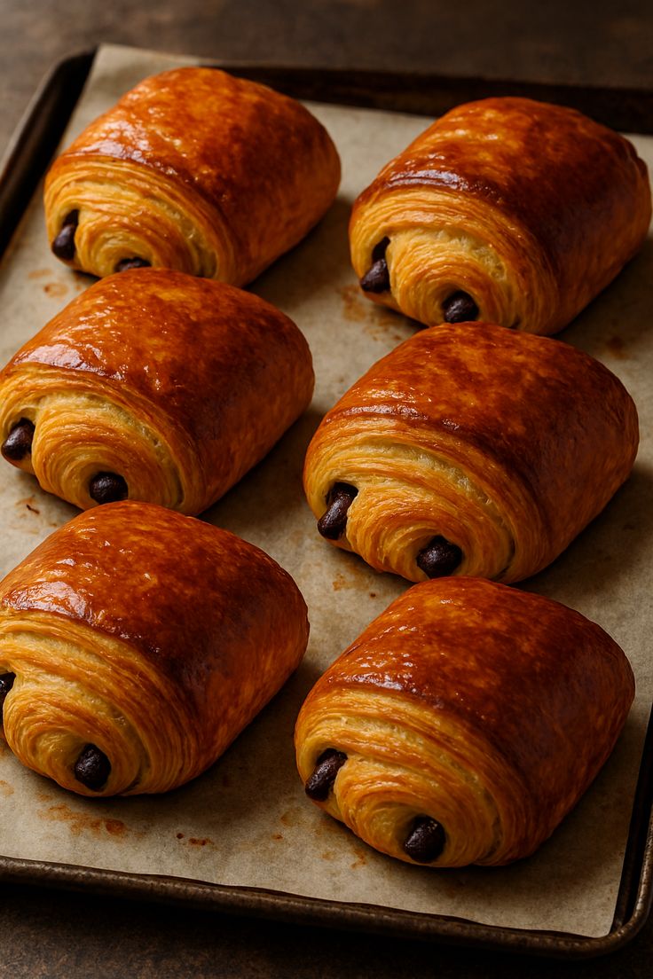 Pain au chocolat with rich dark chocolate center